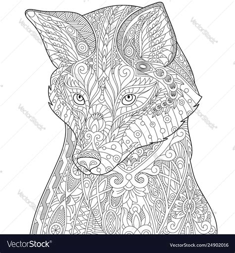 adult coloring fox|mystic fox coloring pages.